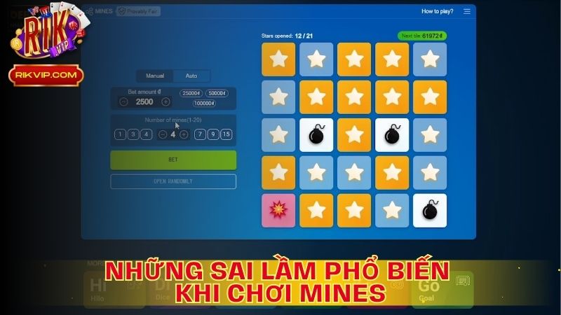 Những sai lầm phổ biến khi chơi Mines